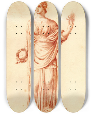 Triptych art skateboard deck of Cornelis Pronk Beeld Van Ceres_1 by Cornelis Pronk (1691-1759)