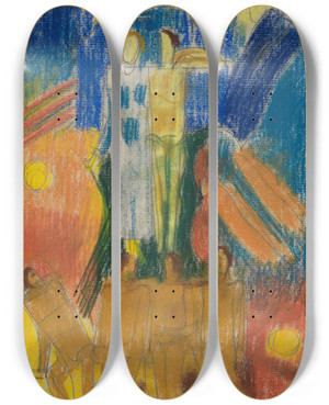 Triptych art skateboard deck of August Babberger Brutliches Paar_2 by August Babberger (1885-1936)