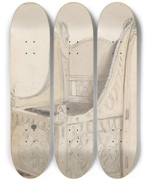 Triptych art skateboard deck of Adolph Tidemand Blakerstolen by Adolph Tidemand (1814-1876)