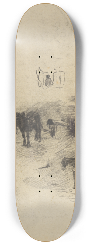 James Ensor - Paarden, kar en werkman 8.25 inch art skate deck