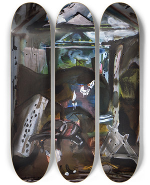 Triptych art skateboard deck of Frances Hodgkins Barn Interior Dolaucothy by Frances Hodgkins (1869-1947)
