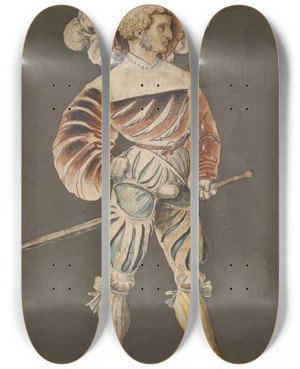 Triptych art skateboard deck of Niklaus Manuel Eidgenosse_1 by Niklaus Manuel (1484-1530)