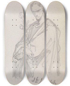 Triptych art skateboard deck of Nicaise De Keyser Saint Joseph by Nicaise De Keyser (1813-1887)