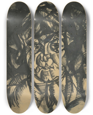 Triptych art skateboard deck of Kontantn Bauer Podobize Eny by Konstantin Bauer (1893-1928)