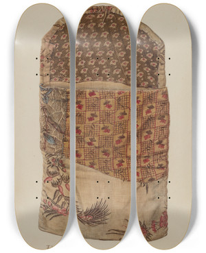 Triptych art skateboard deck of Joseph Lubrano Womans Pocket by Joseph Lubrano