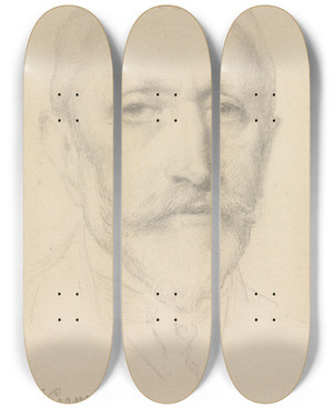 Triptych art skateboard deck of Fernand Cormon Selfportrait by Fernand Cormon (1845-1924)