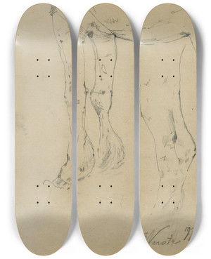 Triptych art skateboard deck of Floris Verster Cows Paws by Floris Verster (1861-1927)
