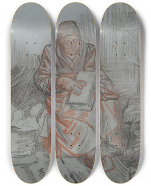 Triptych art skateboard deck of Jan Veth Kaardster_1 by Jan Veth (1864-1925)