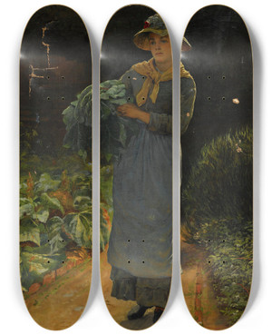 Triptych art skateboard deck of Edwin Harris Spring by Edwin Harris (1855-1906)
