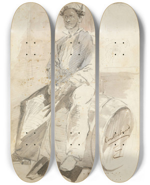 Triptych art skateboard deck of Winslow Homer Dixie by Winslow Homer (1836-1910)