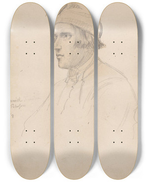Triptych art skateboard deck of Adolph Tidemand Daniel Pehrson by Adolph Tidemand (1814-1876)