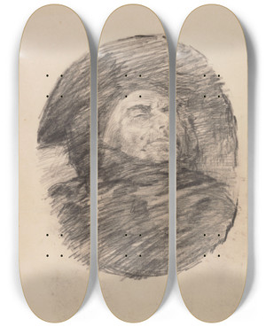 Triptych art skateboard deck of James Ensor Dead Monk by James Ensor (1860-1949)