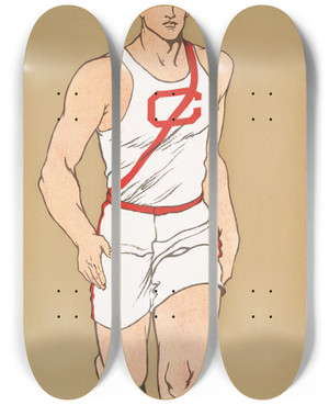 Triptych art skateboard deck of Edward Penfield Cornell_3 by Edward Penfield (1866-1925)