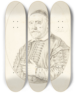 Triptych art skateboard deck of Theodor Matham Jacob Oly Oleaus by Theodor Matham