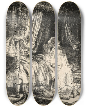 Triptych art skateboard deck of Rembrandt Van Rijn David In Prayer_2 by Rembrandt Van Rijn (1606-1669)