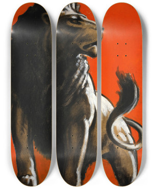 Triptych art skateboard deck of Tom Purvis Stand Firm by Tom Purvis (1888-1959)