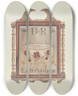 Triptych art skateboard deck of Frances Cohen David Reeds Tavern Sign Recto by Frances Cohen
