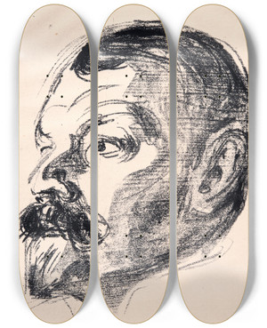 Triptych art skateboard deck of Edvard Munch Jens Thiis by Edvard Munch (1863-1944)