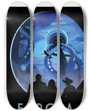 Triptych art skateboard deck of Nasa Europa by NASA (1958)