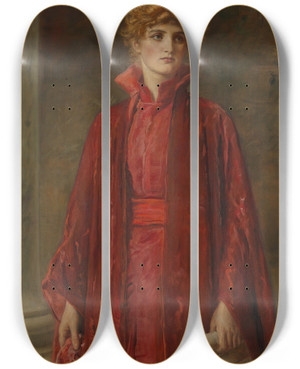 Triptych art skateboard deck of Sir John Everett Millais Portia by Sir John Everett Millais (1829-1896)