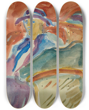 Triptych art skateboard deck of Edvard Munch Untitled 4 by Edvard Munch (1863-1944)