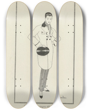 Triptych art skateboard deck of Jan Van Brock Pardessus De Vigogn_2 by Jan Van Brock (19-20-)