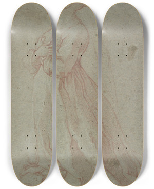 Triptych art skateboard deck of Francesco Vanni Kniendes Mdchen Mit Verschrnkten Armen by Francesco Vanni (1563-1610)