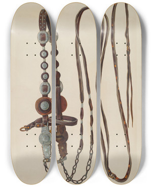 Triptych art skateboard deck of Cecil Smith Bridle by Cecil Smith