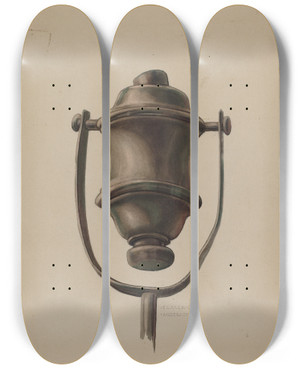 Triptych art skateboard deck of Elmer G Anderson Firemans Torch_3 by Elmer G Anderson