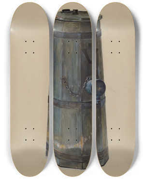 Triptych art skateboard deck of Mina Lowry Fire Hydrant by Mina Lowry (1894-1942)