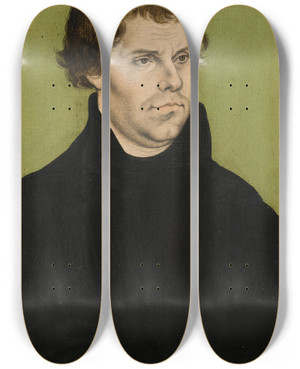 Triptych art skateboard deck of Lucas Cranach The Elder Martin Luther by Lucas Cranach The Elder (1472-1553)