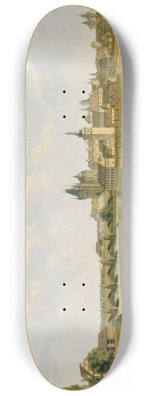 Alois von Saar - Ansicht von Prag mit der Moldaubrcke (Karlsbrcke) 8.25 inch art skate deck