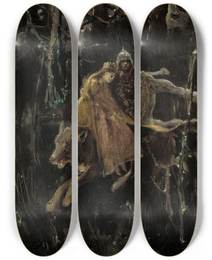 Triptych art skateboard deck of Victor Mikhailovich Vasnetsov Ivan Zarevitsh by Victor Mikhailovich Vasnetsov (1848-1926)