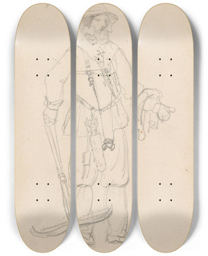Triptych art skateboard deck of Adolph Tidemand Morakarl Orns by Adolph Tidemand (1814-1876)