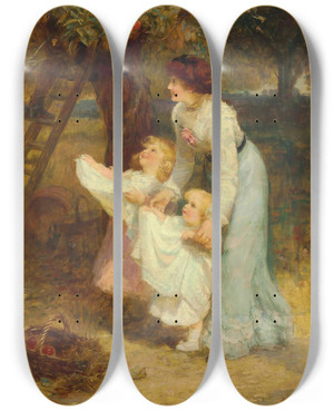 Triptych art skateboard deck of Frederick Morgan Apple Time_1 by Frederick Morgan (1847-1927)