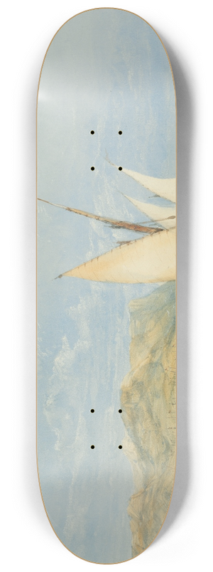 James Holland - Coast Scene with Sailing Boats 8.25 inch art skate deck