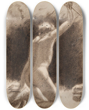 Triptych art skateboard deck of Torsten Wasastjerna Valontuoja by Torsten Wasastjerna (1863-1924)