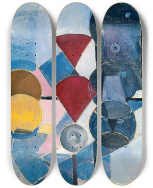 Triptych art skateboard deck of Theo Van Doesburg Composition Ii Still Life by Theo Van Doesburg (1883-1931)