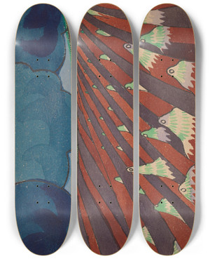 Triptych art skateboard deck of Lon Bakst Le Sacre Du Printemps by Leon Bakst (1866-1924)