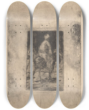Triptych art skateboard deck of Marius Bauer Ottomaanse Man Op Een Ezel by Marius Bauer (1867-1932)