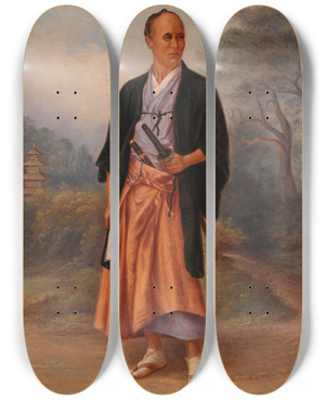 Triptych art skateboard deck of Antonio Zeno Shindler Japanese Man by Antonio Zeno Shindler (1823-1899)