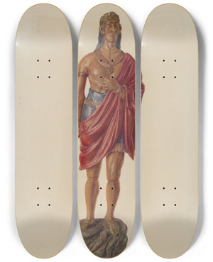 Triptych art skateboard deck of Adele Brooks Cigar Store Indian_1 by Adele Brooks