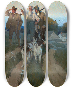 Triptych art skateboard deck of N C Wyeth Overyonder by N C Wyeth (1882-1945)