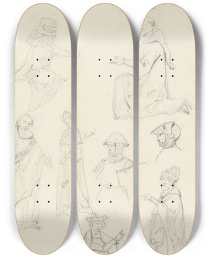 Triptych art skateboard deck of Nicaise De Keyser Figures_6 by Nicaise De Keyser (1813-1887)