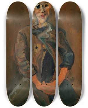 Triptych art skateboard deck of Cham Soutine Portrait Dun Jeune Homme by Chaim Soutine (1893-1943)