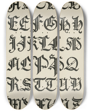 Triptych art skateboard deck of Frank Chouteau Brown German Gothic Capitals 2 by Frank Chouteau Brown (1876-1947)