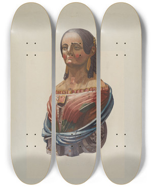 Triptych art skateboard deck of American 20Th Century Figurehead_4 by American 20Th Century