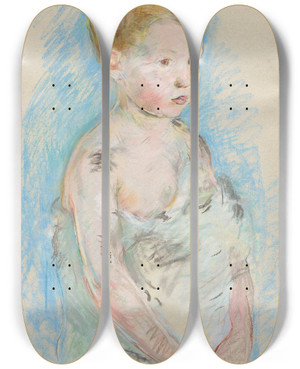 Triptych art skateboard deck of Berthe Morisot Le Petit Saintjean by Berthe Morisot (1841-1895)