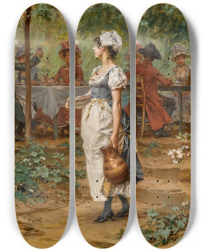 Triptych art skateboard deck of Frederik Hendrik Kaemmerer A Glance Exchanged by Frederik Hendrik Kaemmerer (1839-1902)