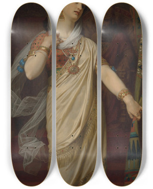 Triptych art skateboard deck of Hugues Merle Esther by Hugues Merle (1823-1881)